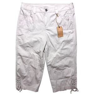 Khakis & Co. Pants Women's 12P Beige Pockets Lace-Up Ankle Fit Classic Retro